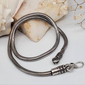Oxidized Sterling Silver 925 Snake chain Neckl link size 16.8/17